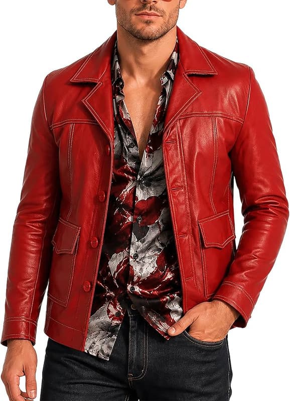 Red Leather Jacket — Tyler Durden Style