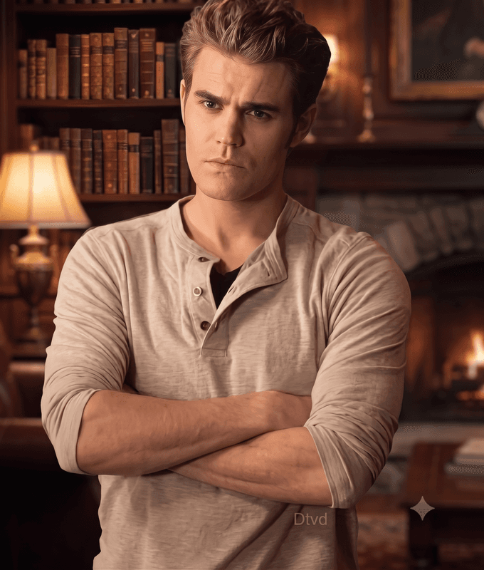 Stefan Salvatore Cotrasen Light Brown Long Sleeve Henley Shirt
