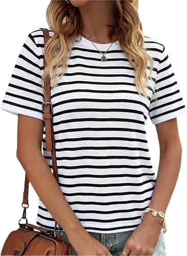 Black and White Striped Knit Top