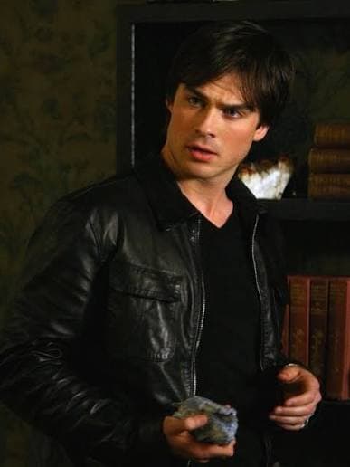 Damon Salvatore Black Leather Jacket