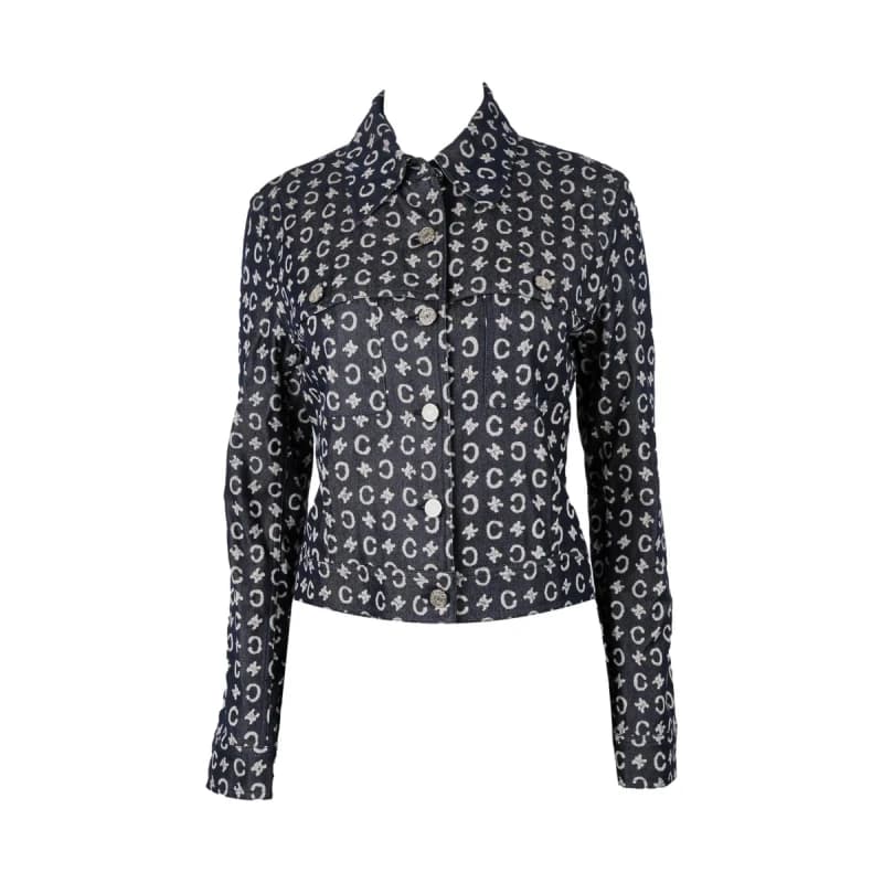 Celine Navy Denim Logo Jacket