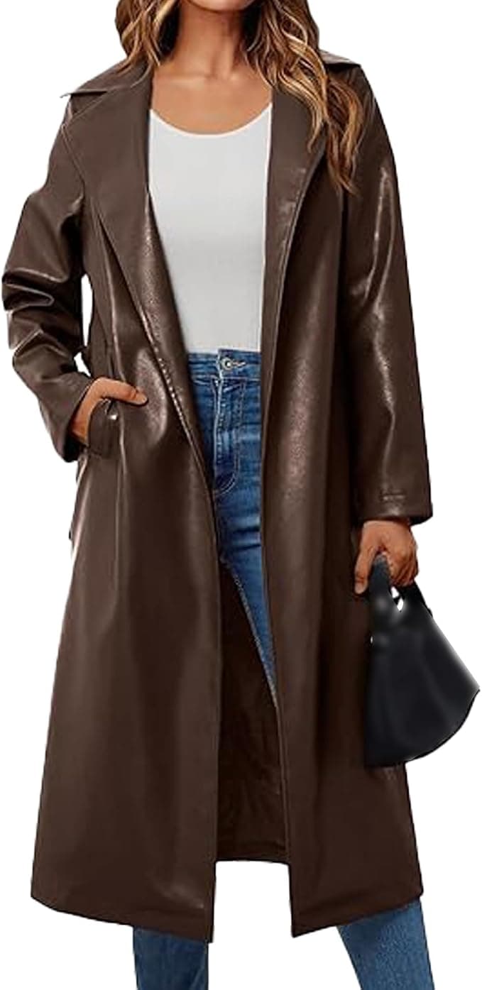 Brown Leather Trench Coat