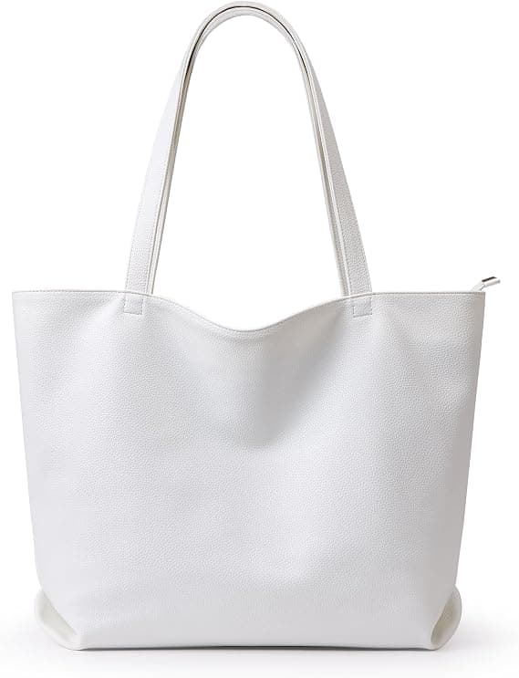 white leather tote bag shoulder